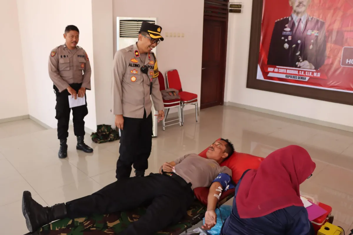 Peringati HUT Humas Polri ke 73, Polres Demak gelar donor darah dengan tujuan selain untuk stok darah di PMI juga untuk kemanusiaan