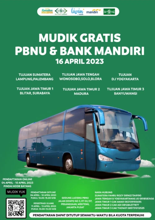 PBNU Gelar Mudik Gratis Tahun 2023, Ini Link Pendaftarannya