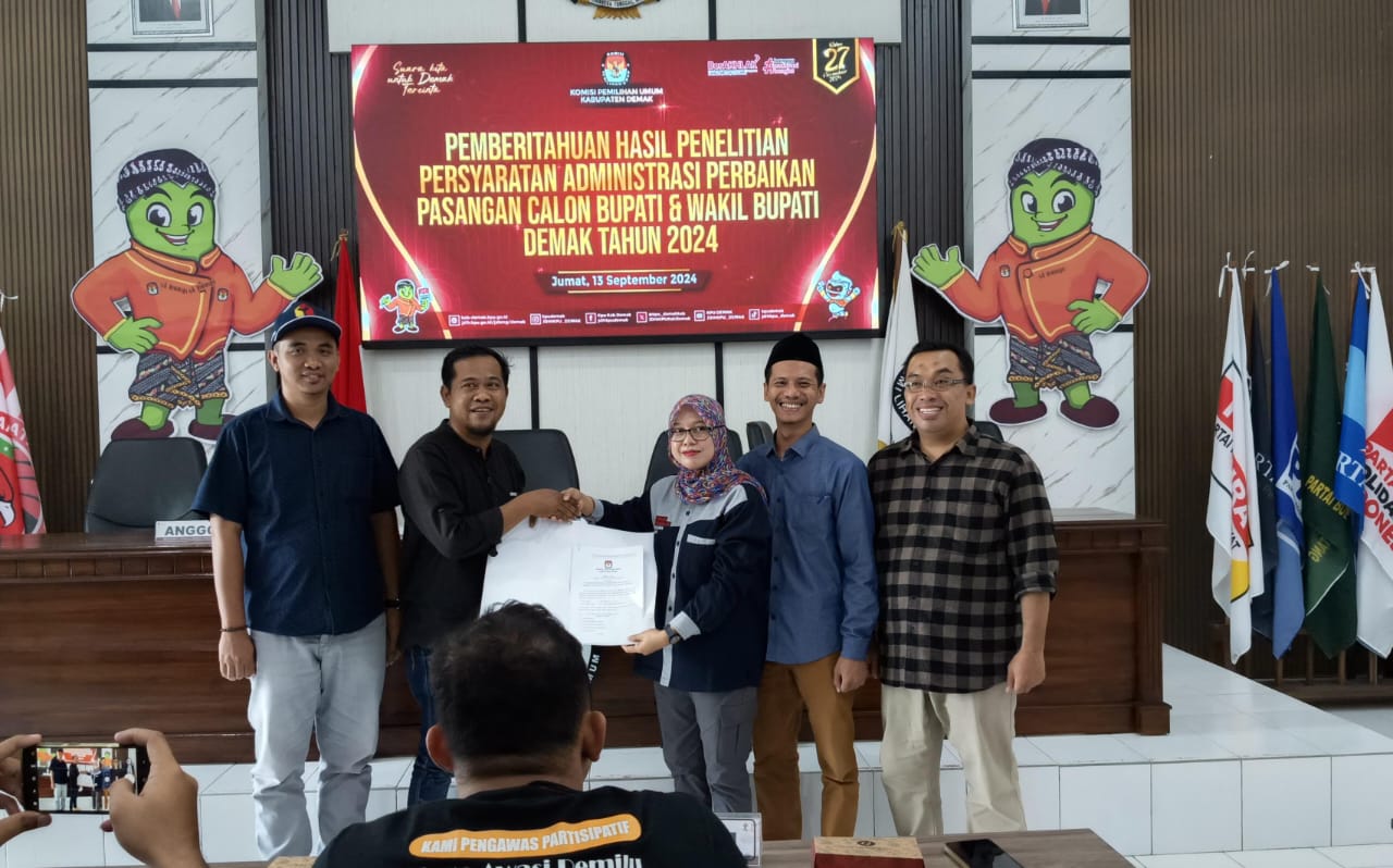 KPU Demak Umumkan Hasil Penelitian Administrasi Paslon Pilkada 2024